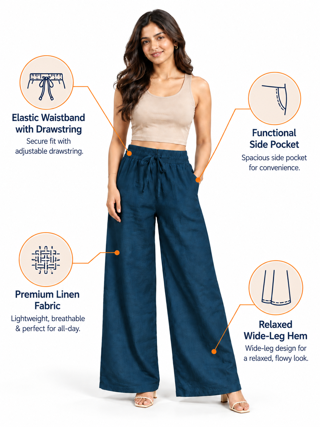Navy Linen Palazzo