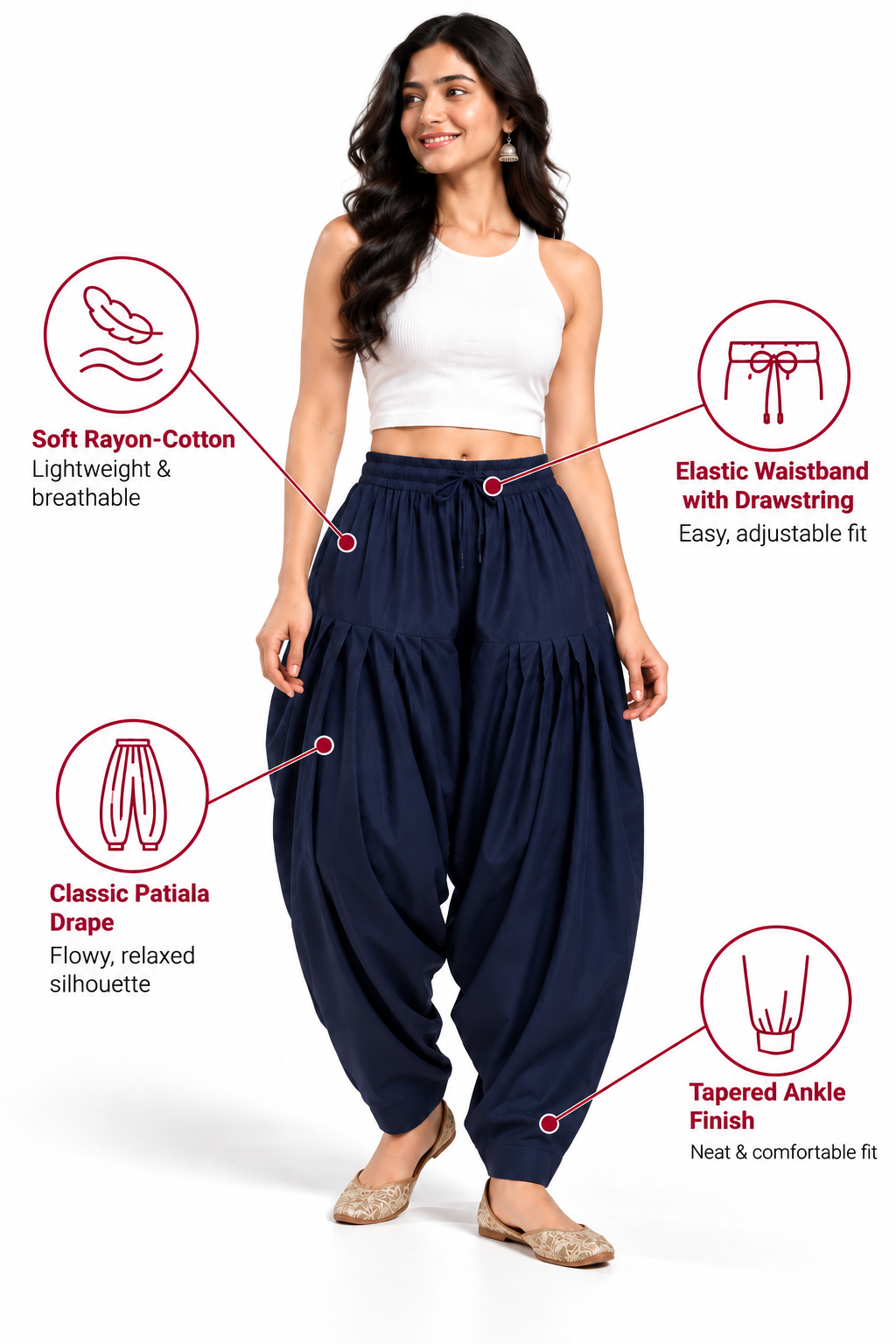 Navy Rayon Full Patiala Salwar
