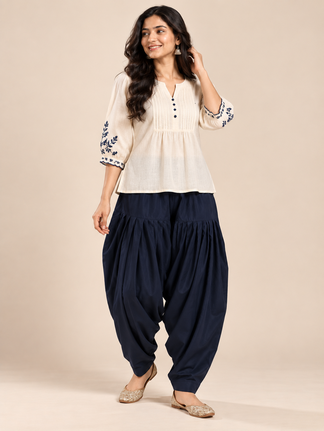 Navy Rayon Full Patiala Salwar