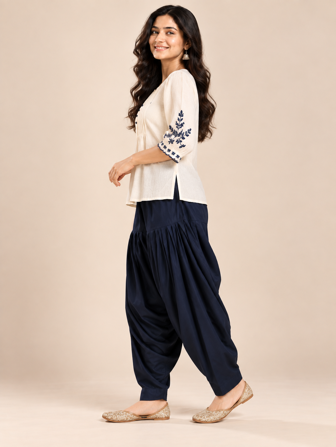 Navy Rayon Full Patiala Salwar