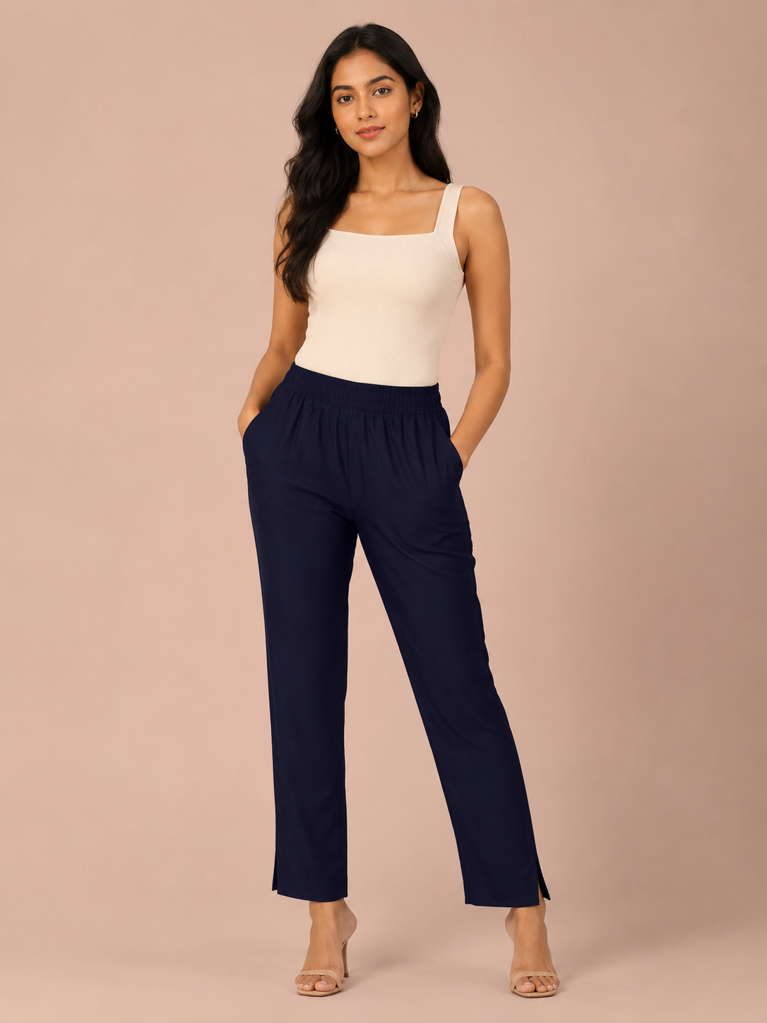 Navy Rayon Silk Pants