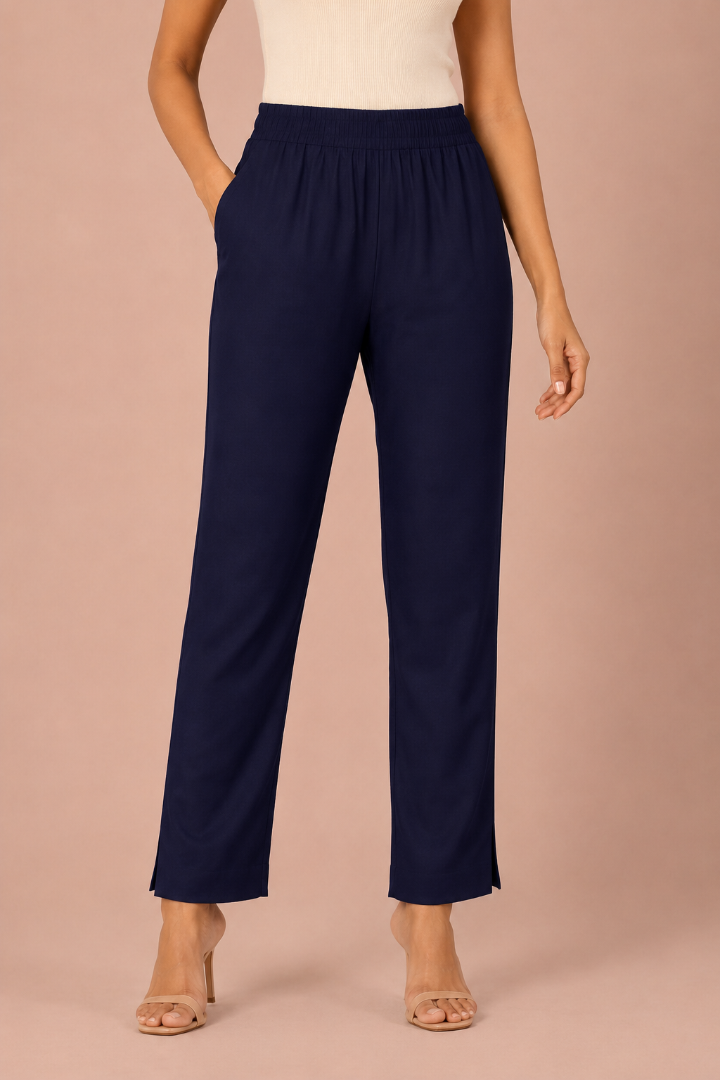 Navy Rayon Silk Pants
