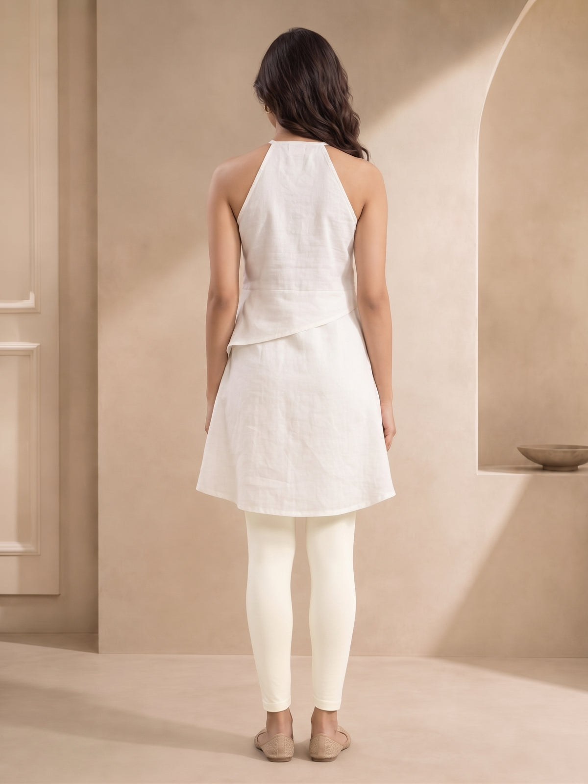 Off White Ankle Length Leggings