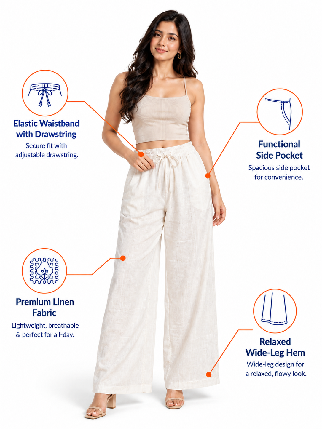 Off White Linen Palazzo