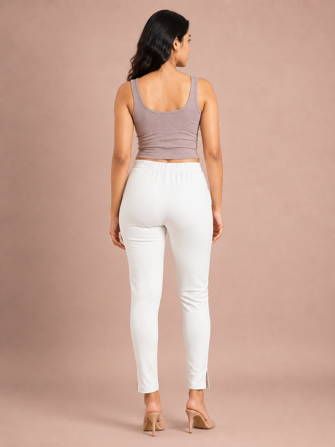 Off White Lycra Stretch Pant