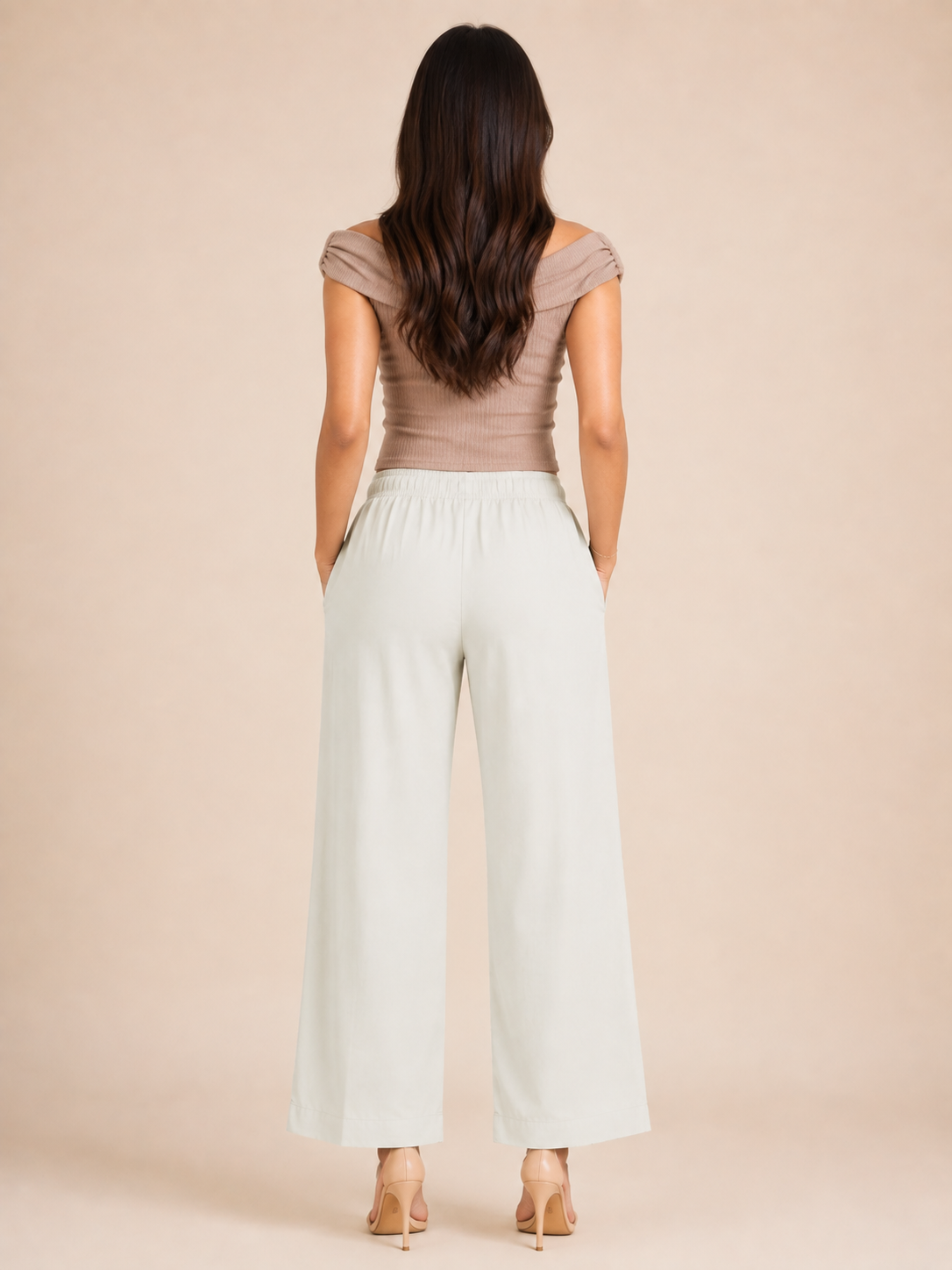 Off White Pocket Premium Rayon Palazzo
