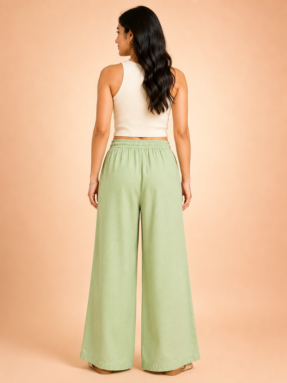 Opaline Green Linen Palazzo