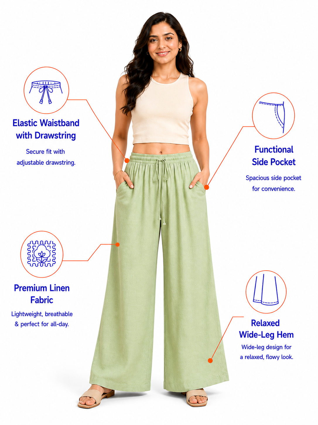 Opaline Green Linen Palazzo