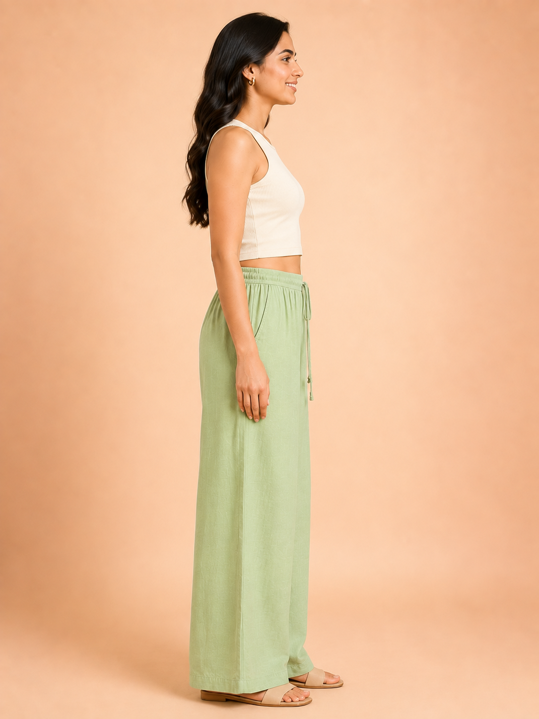 Opaline Green Linen Palazzo