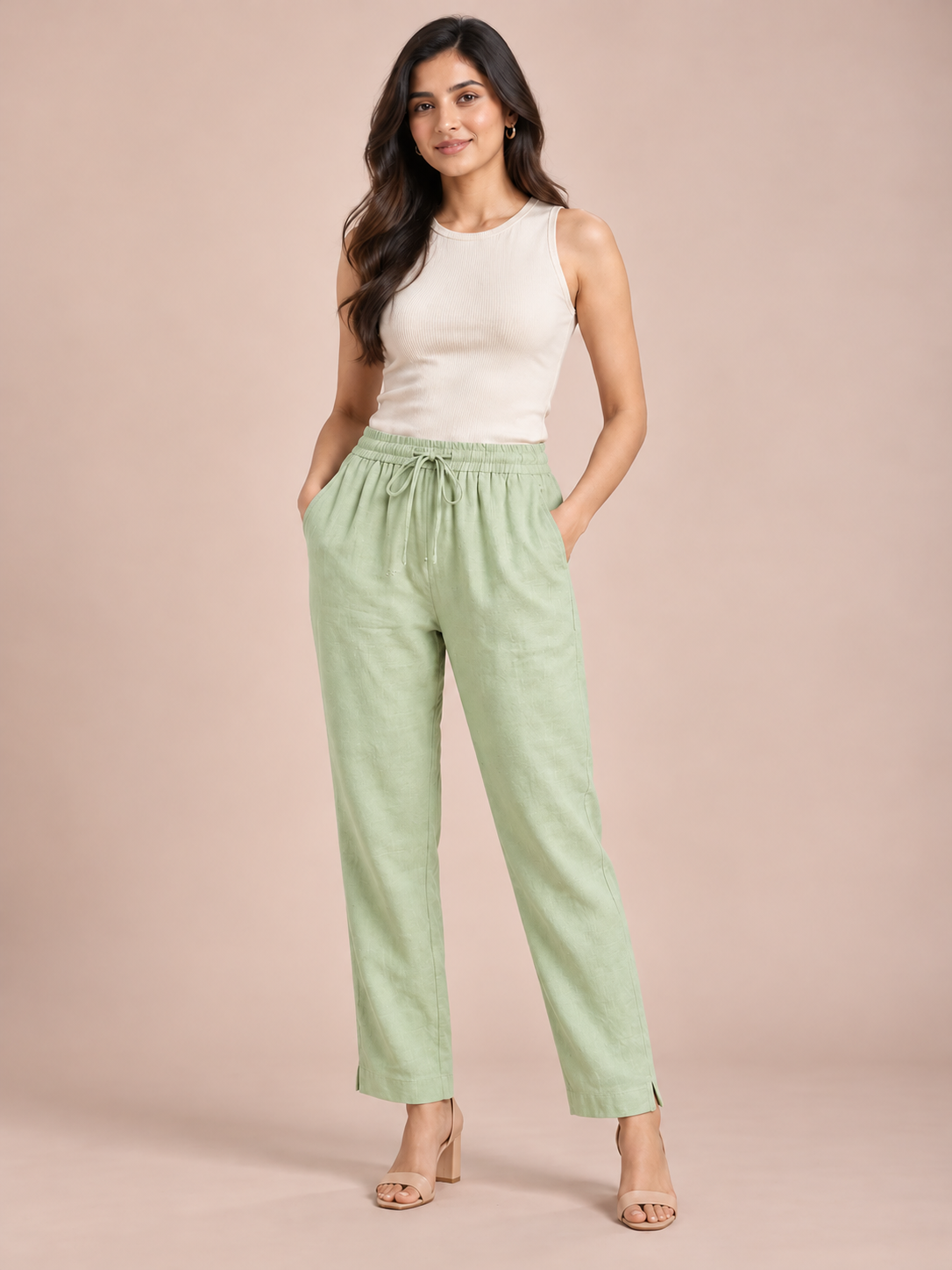 Opaline Green Linen Pant