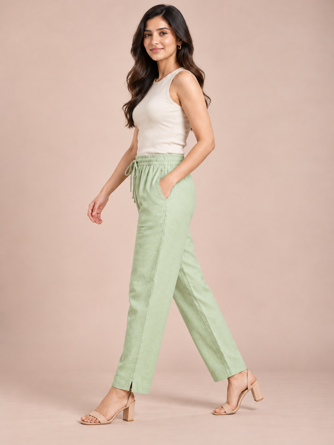 Opaline Green Linen Pant