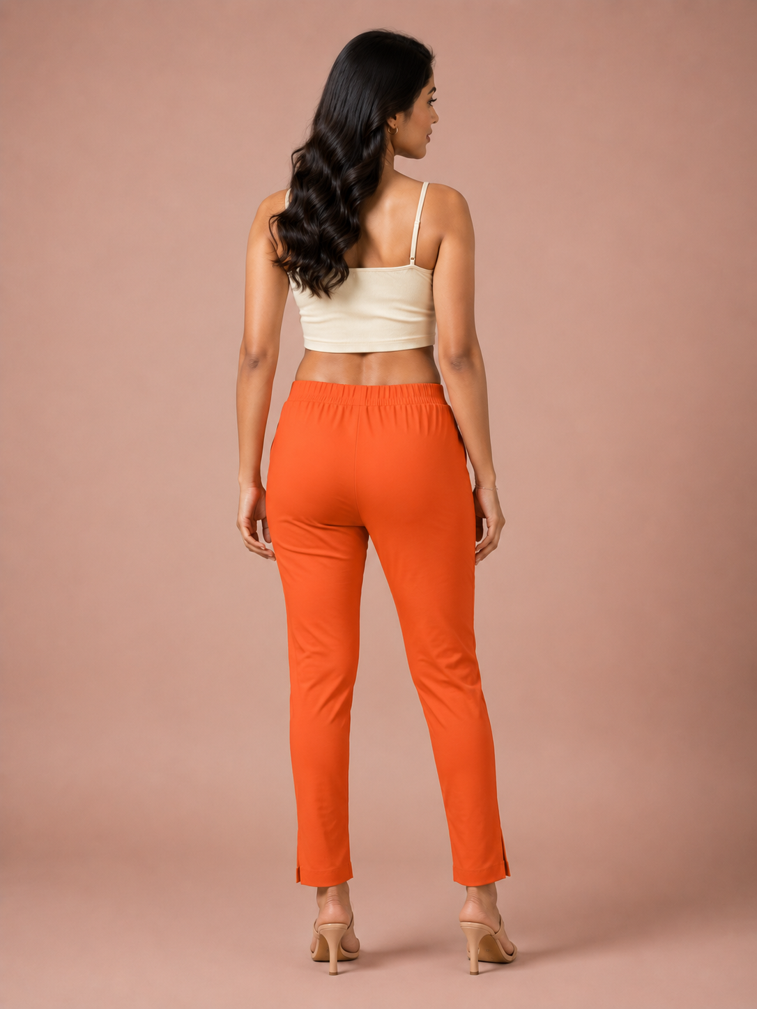 Orange Lycra Stretch Pant