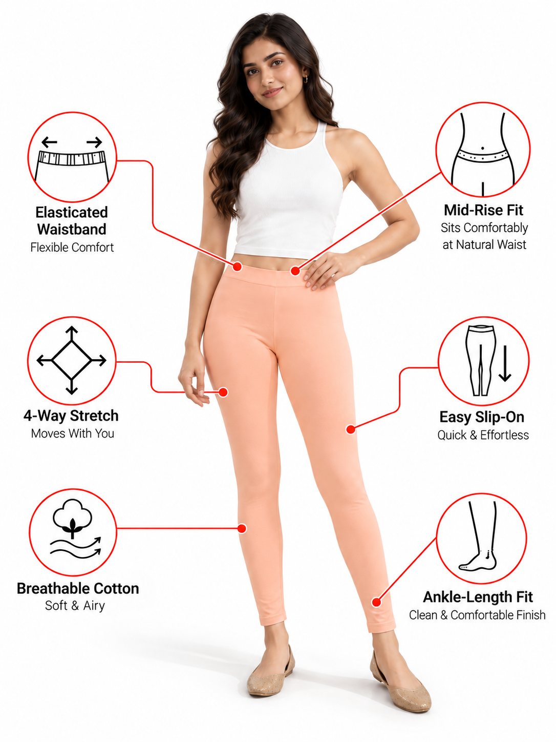 Paper Peach Ankle Length Leggings
