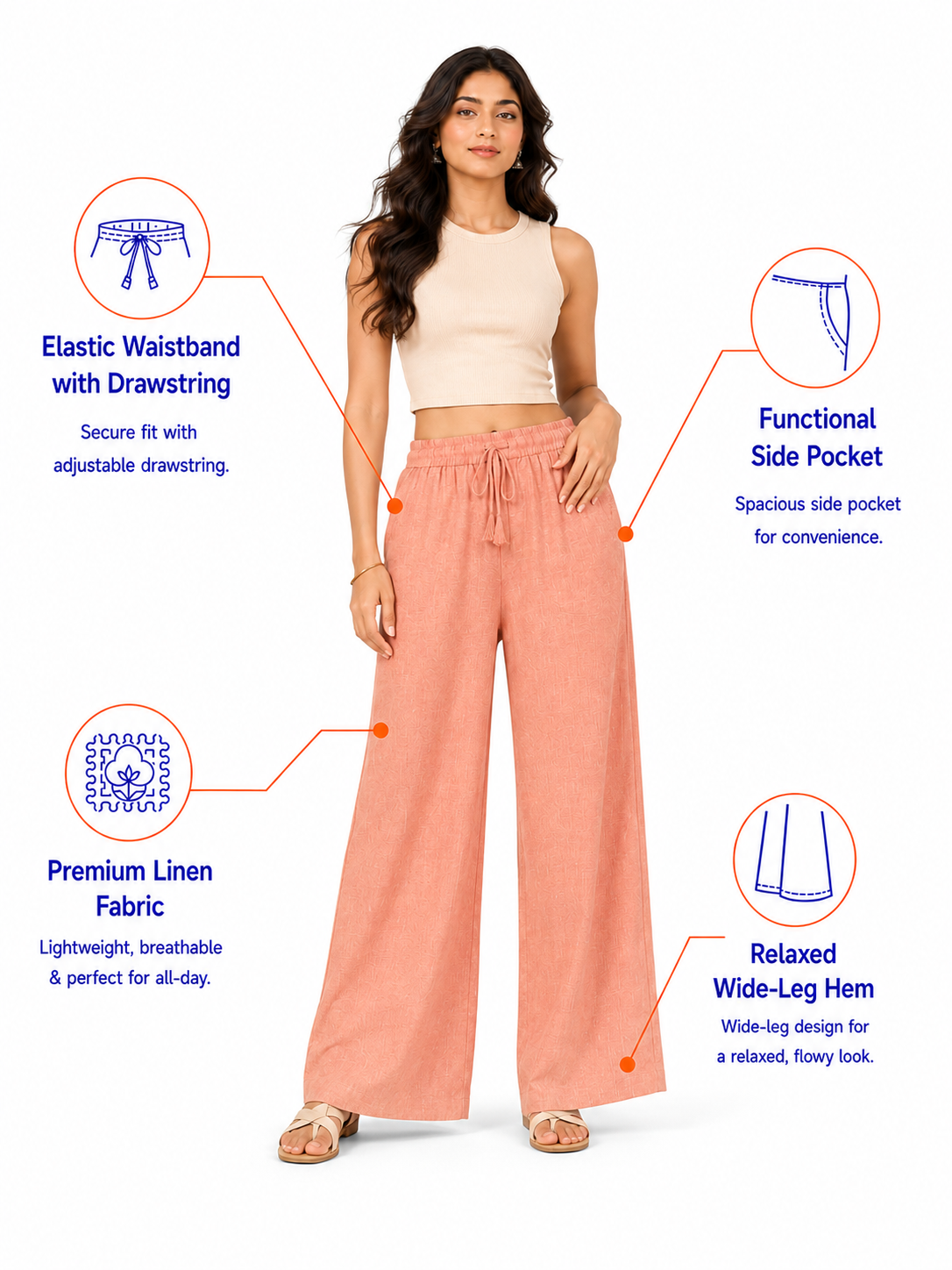 Peach Linen Palazzo