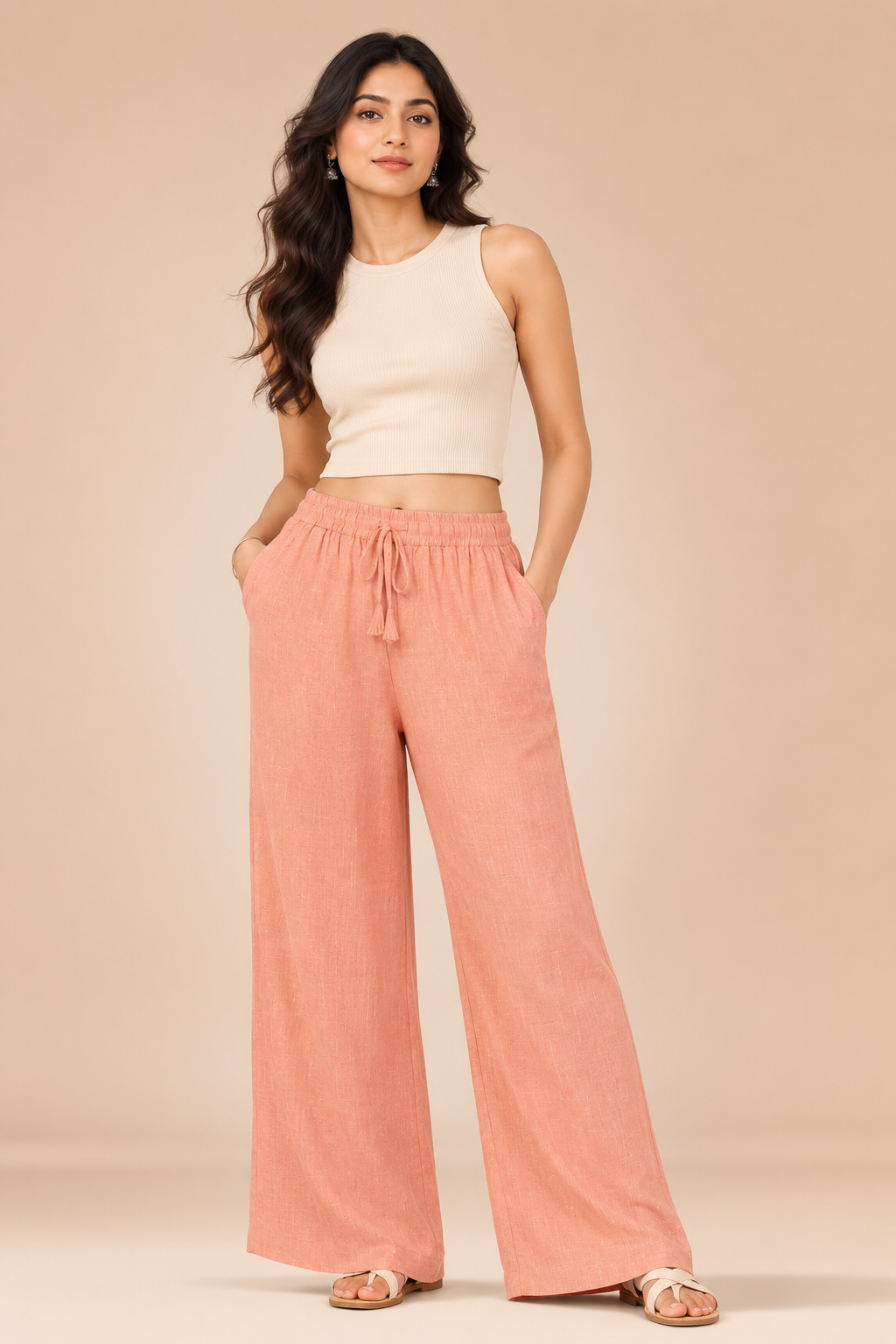 Peach Linen Palazzo