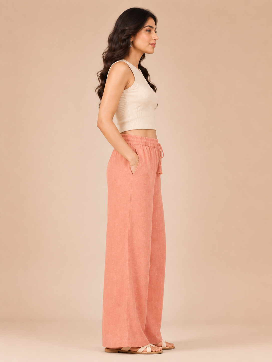 Peach Linen Palazzo