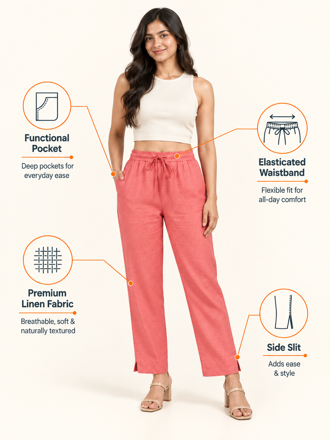 Peach Linen Pant