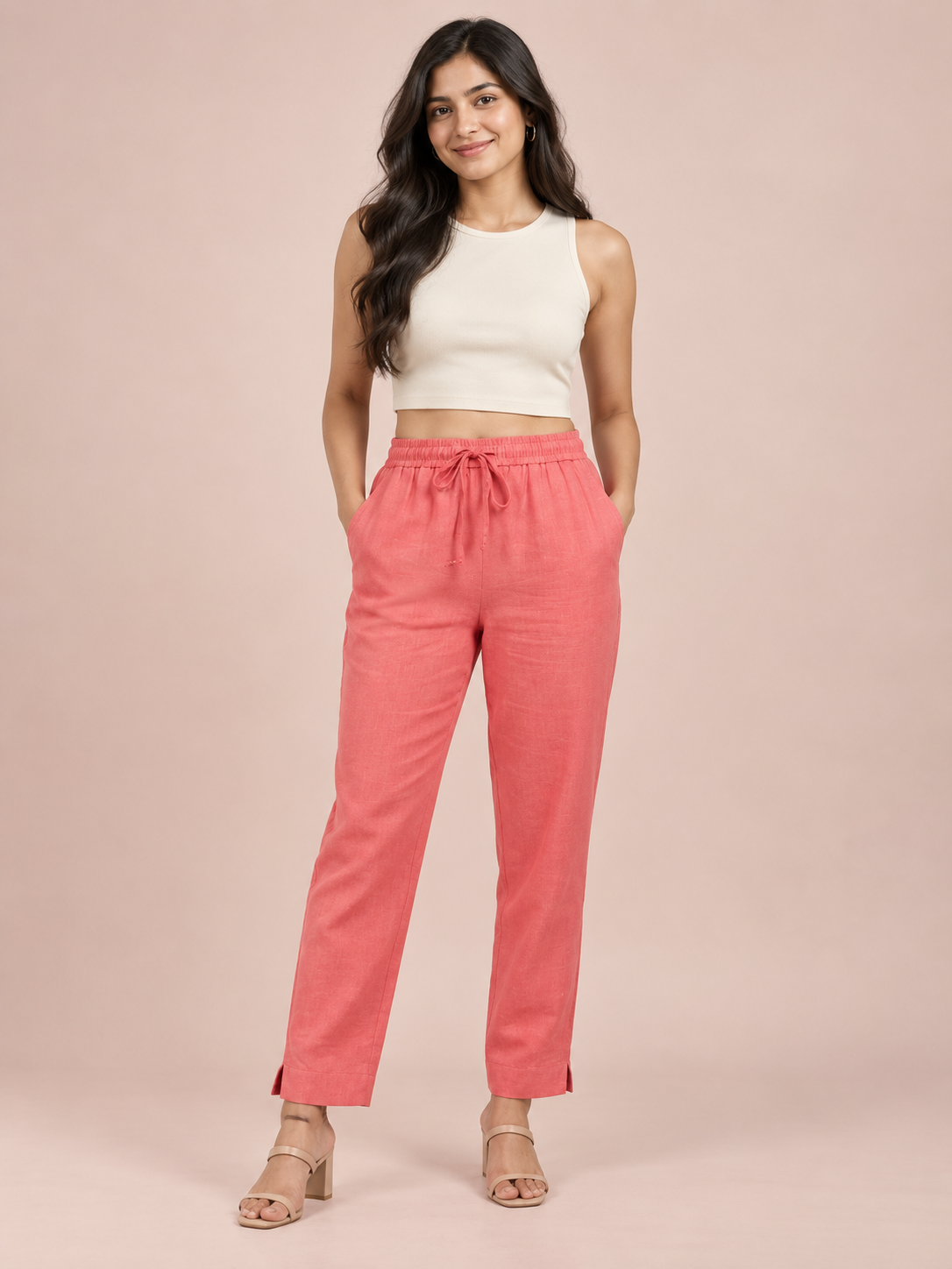 Peach Linen Pant