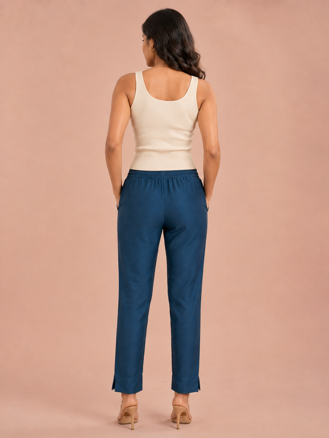 Peacock Blue Rayon Silk Pants