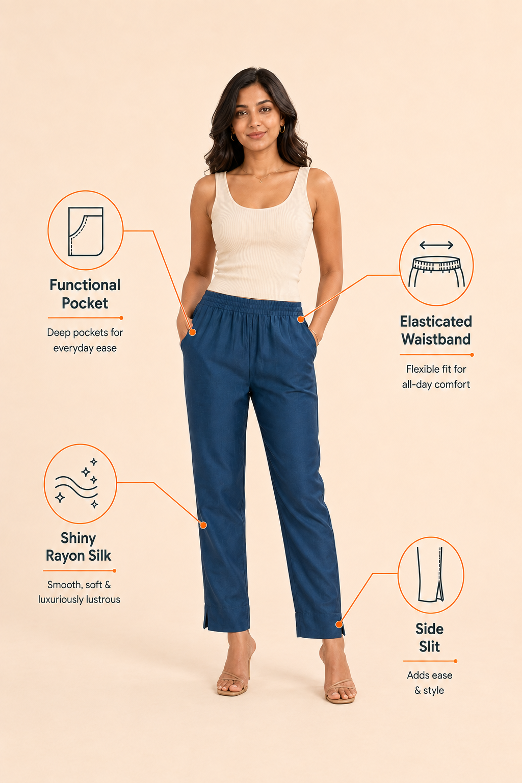 Peacock Blue Rayon Silk Pants