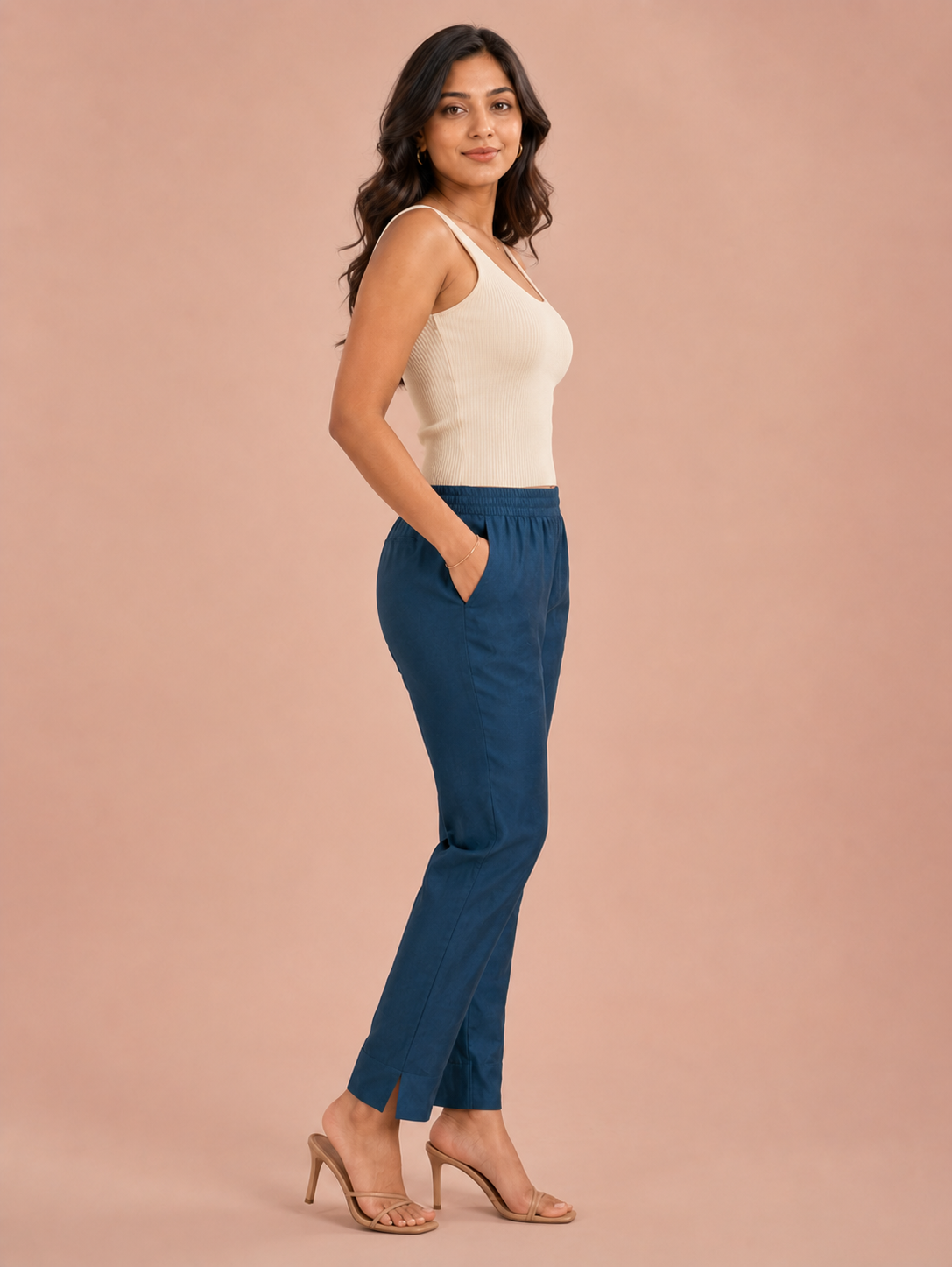 Peacock Blue Rayon Silk Pants