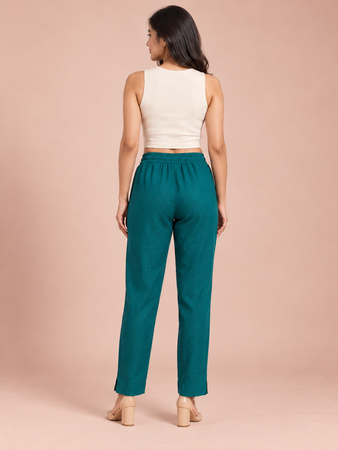 Peacock Green Linen Pant