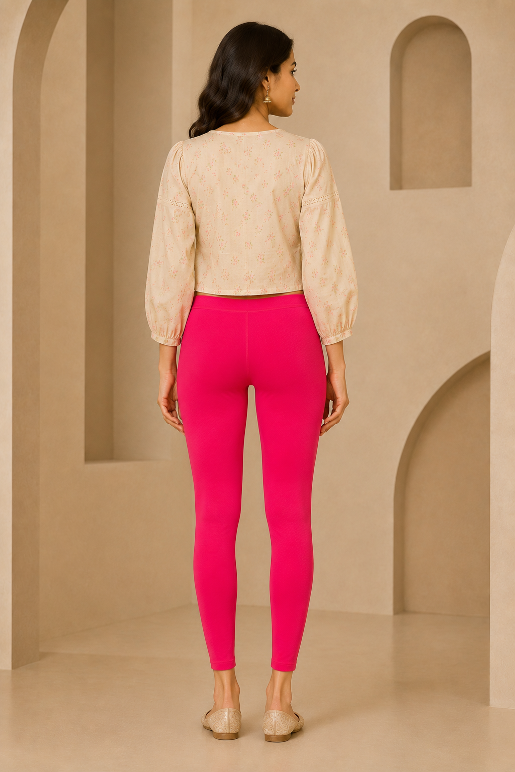 Pink Ankle Length Leggings