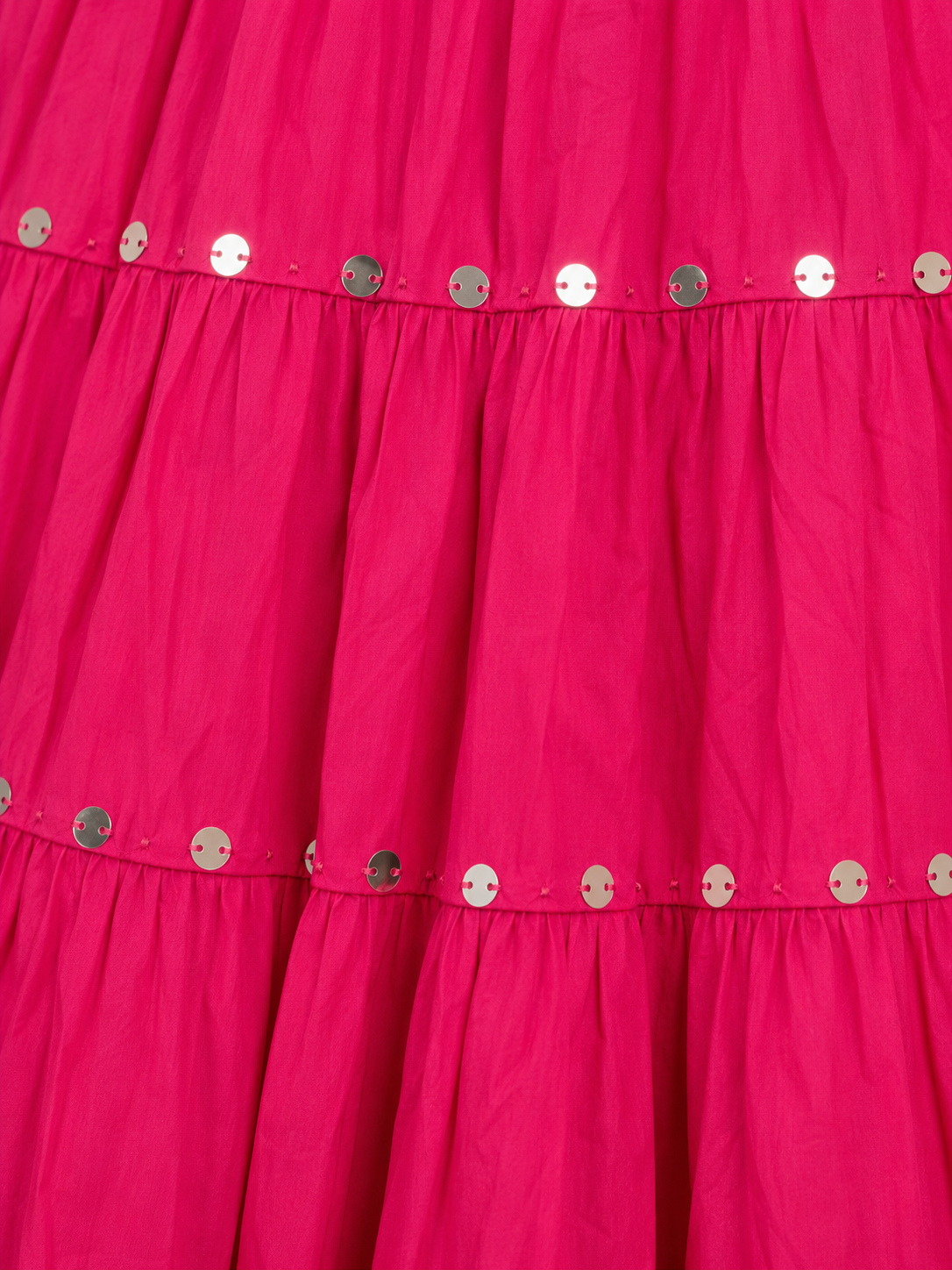 Pink Cotton Solid Silver Sequin 10mtr Skirt