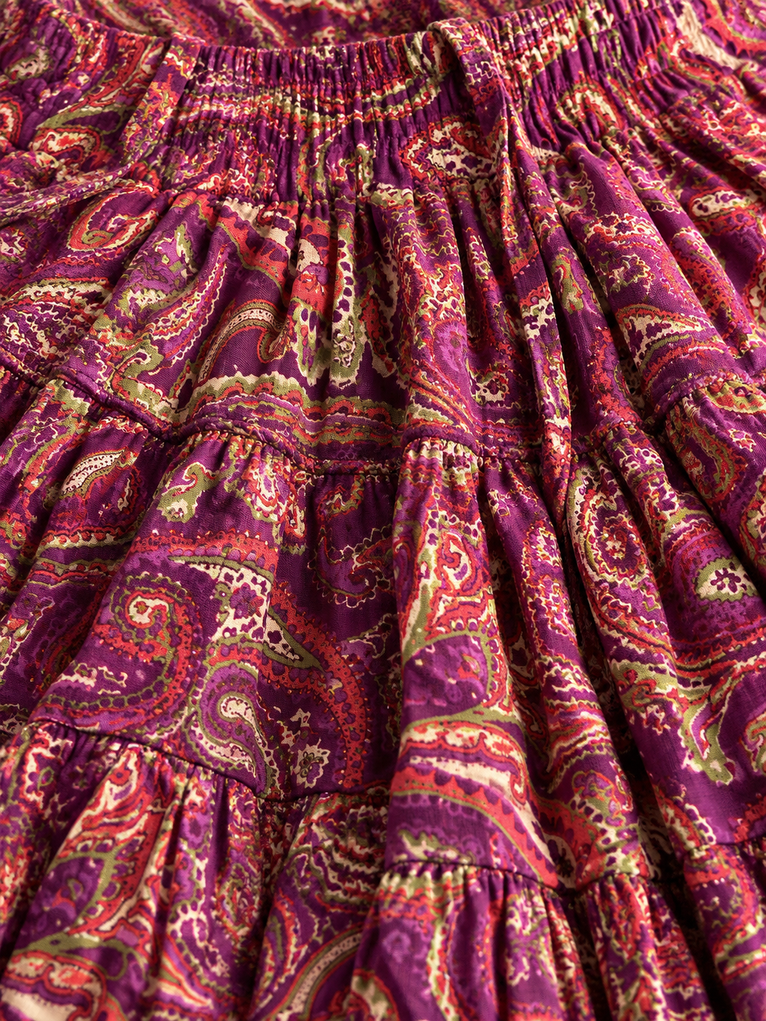 Purple Kalamkari Print Cotton Skirt