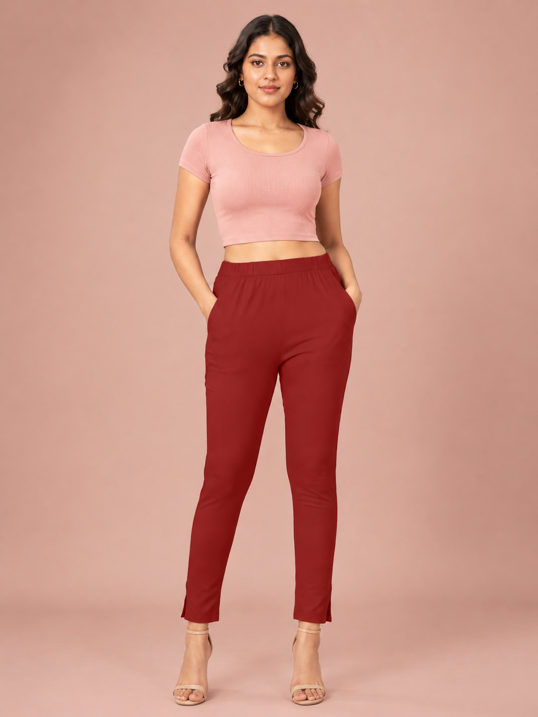 Red Lycra Stretch Pant
