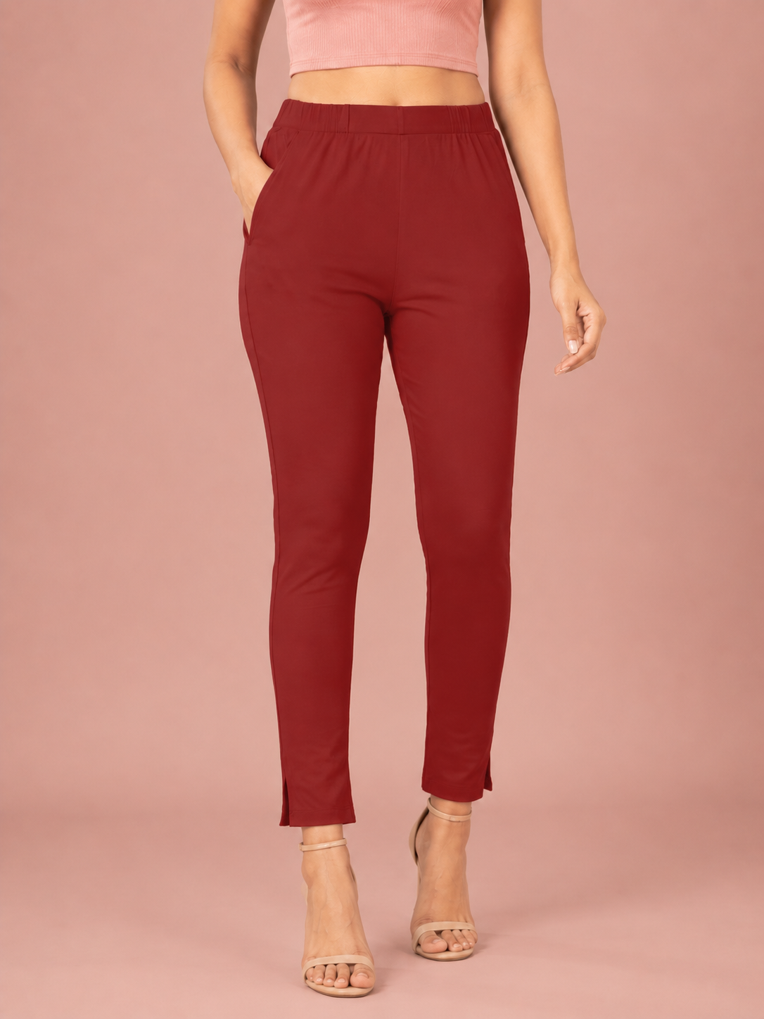 Red Lycra Stretch Pant