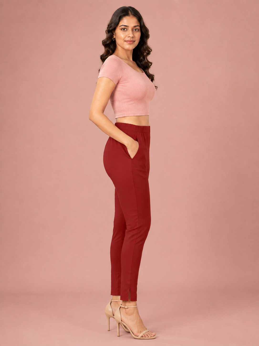Red Lycra Stretch Pant