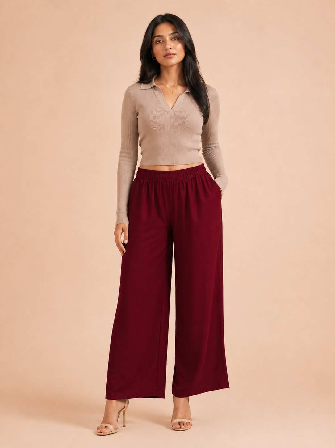 Red Pocket Premium Rayon Palazzo