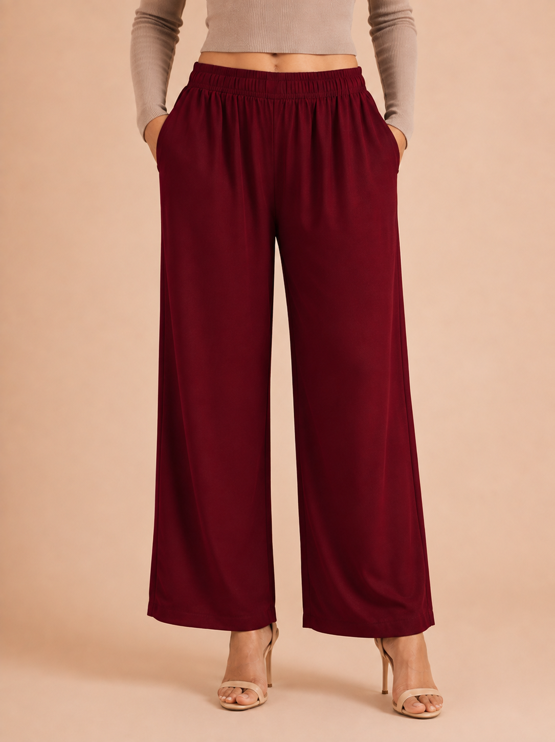 Red Pocket Premium Rayon Palazzo