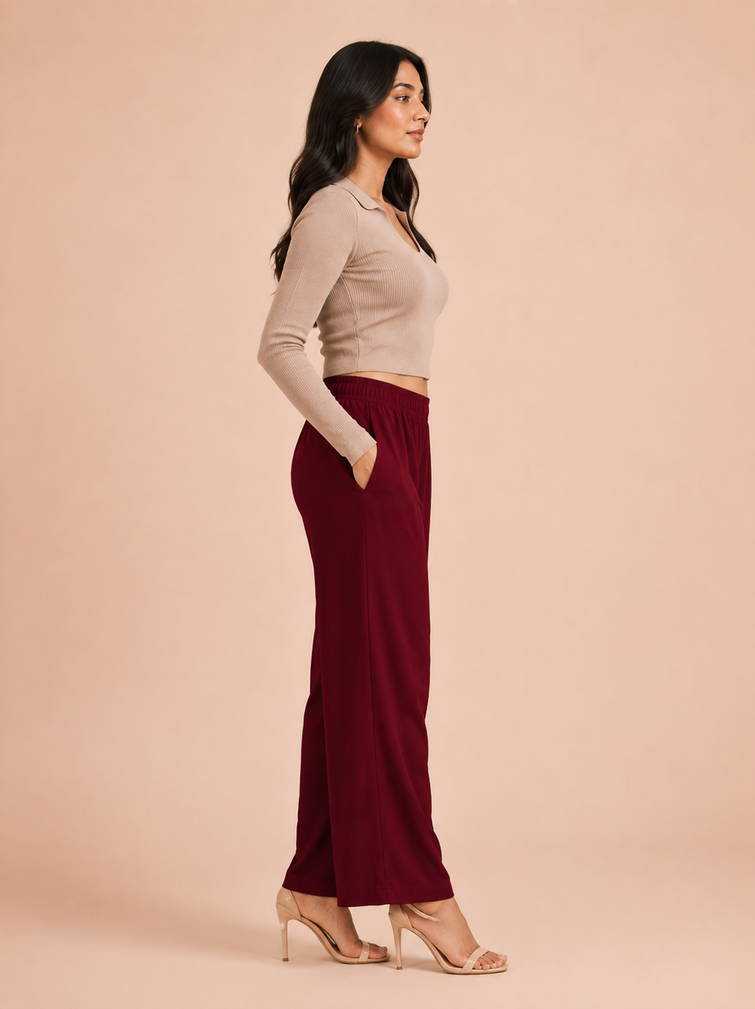 Red Pocket Premium Rayon Palazzo