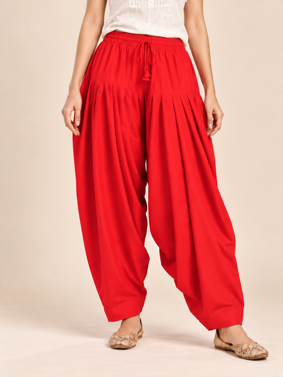 Red Rayon Full Patiala Salwar