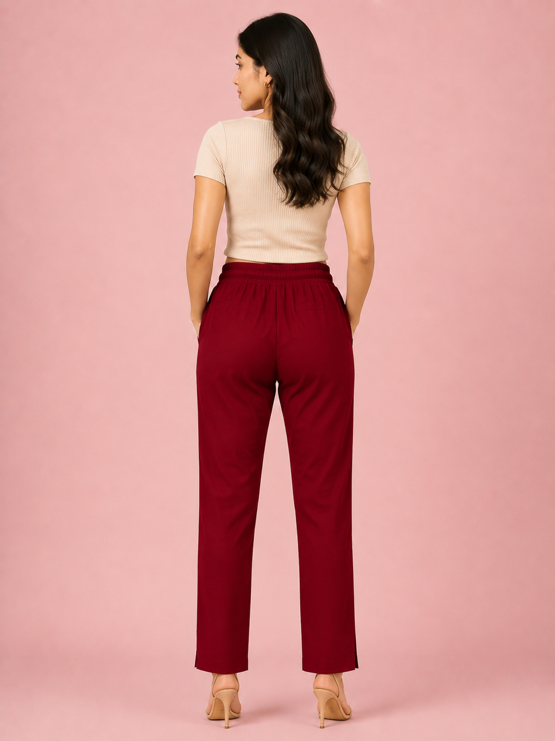 Red Premium Rayon Narrow Fit Palazzo
