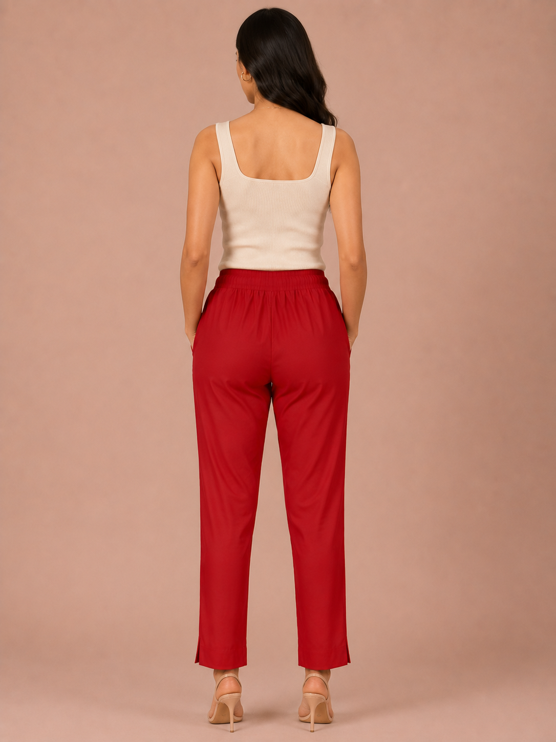 Red Rayon Silk Pants