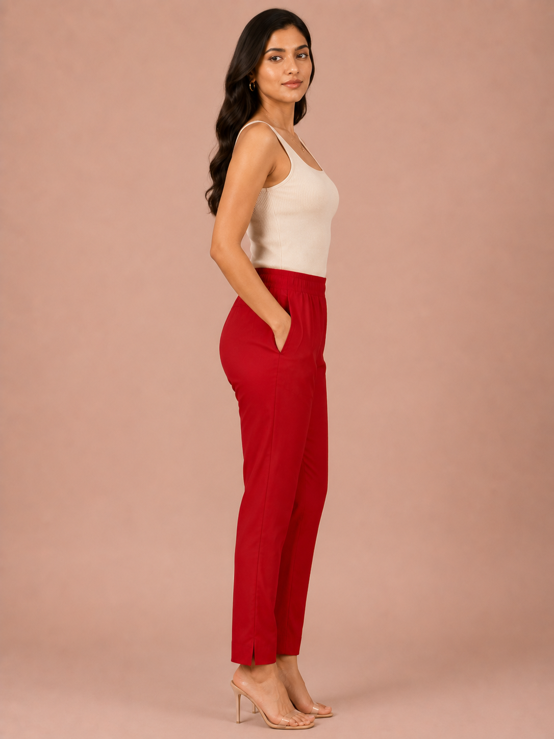 Red Rayon Silk Pants