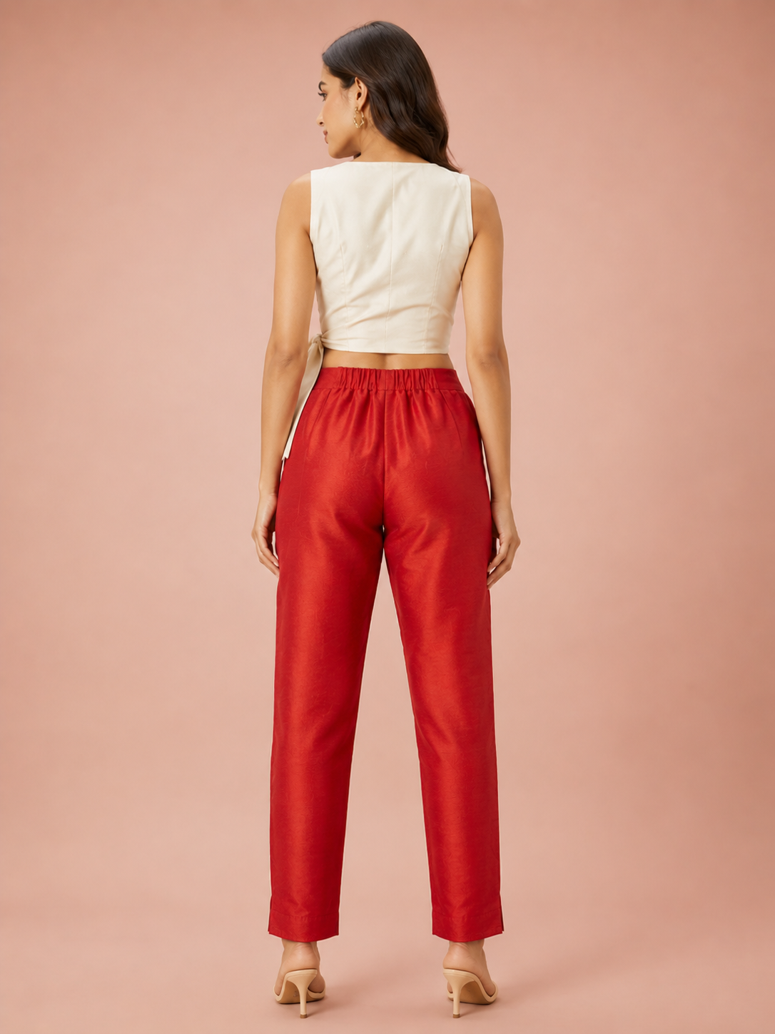 Red Tussar Silk Pant