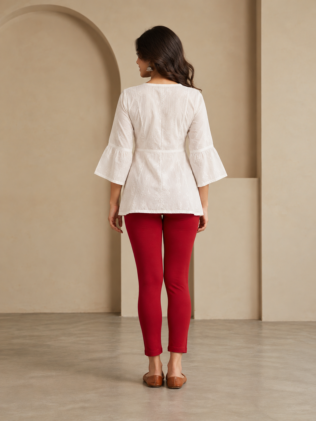 Ribbon Red Ankle Length Leggings