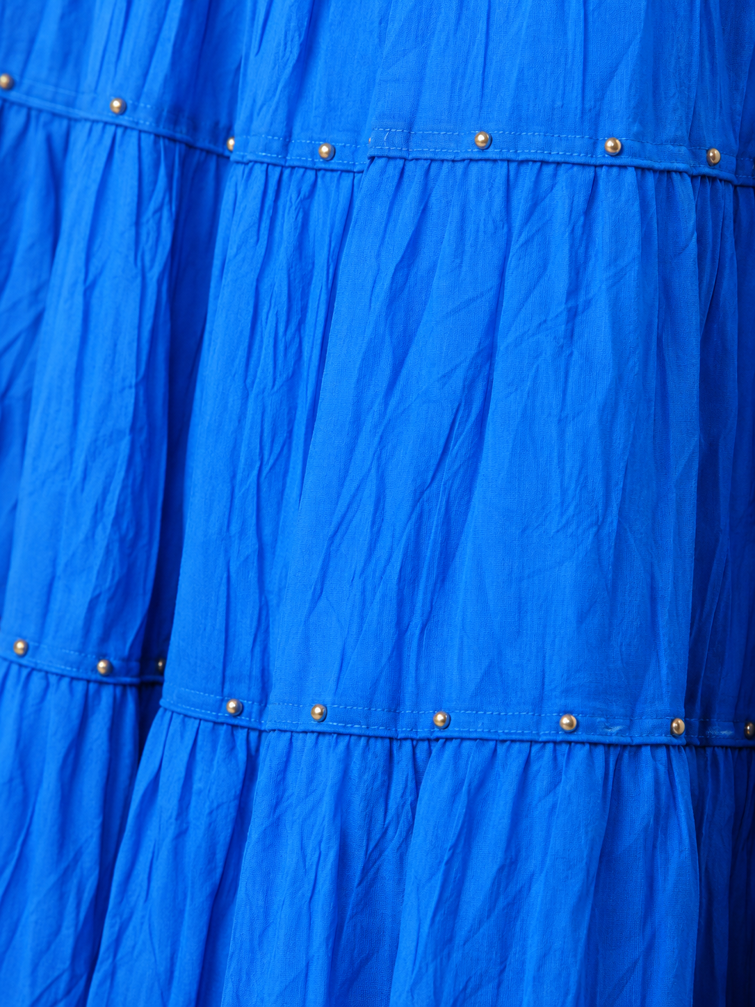 Royal Blue Gold Beads Cotton Skirt