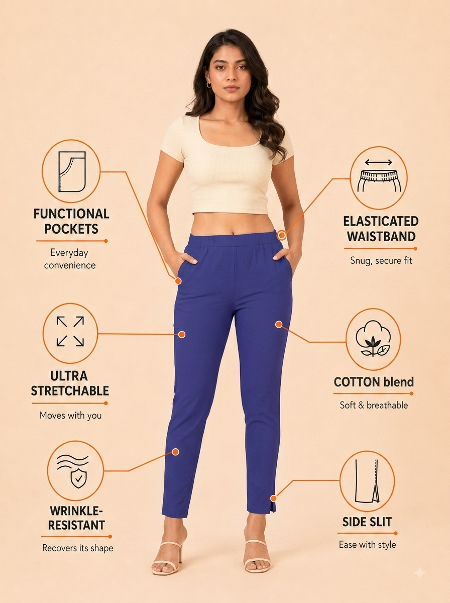 Royal Blue Lycra Stretch Pant