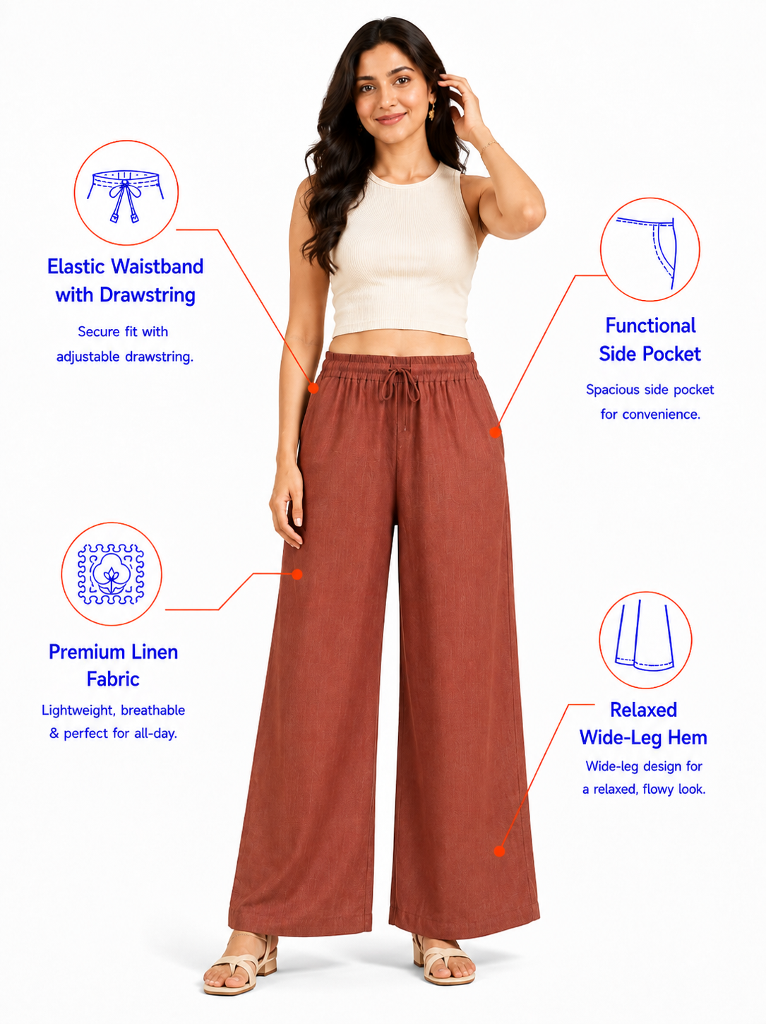 Rust Linen Palazzo