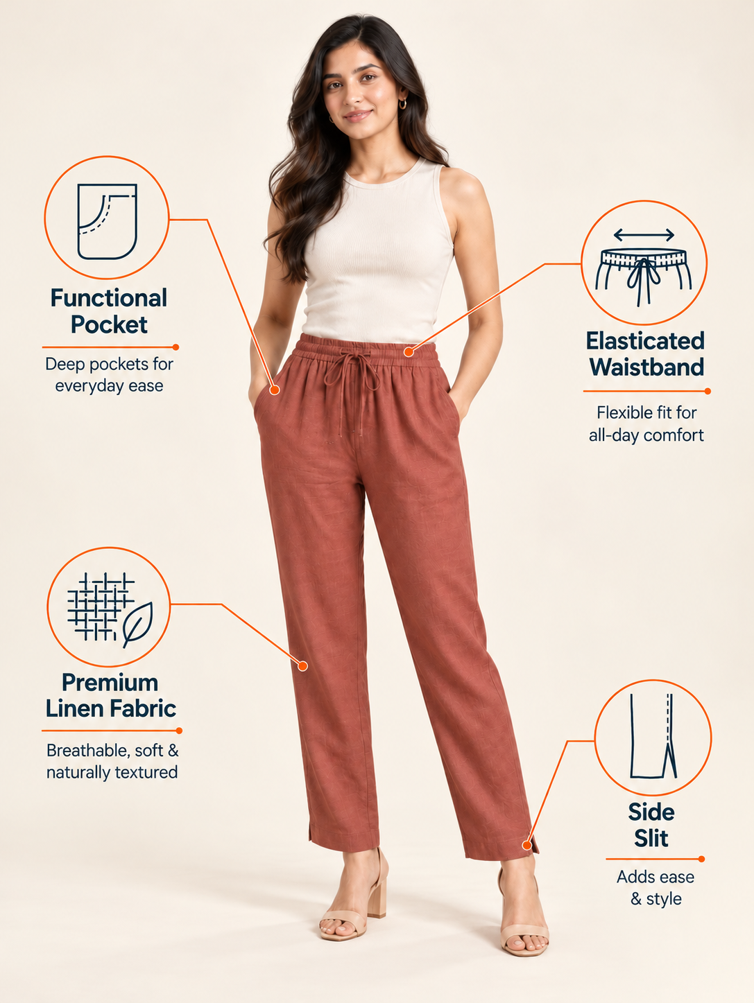 Rust Linen Pant