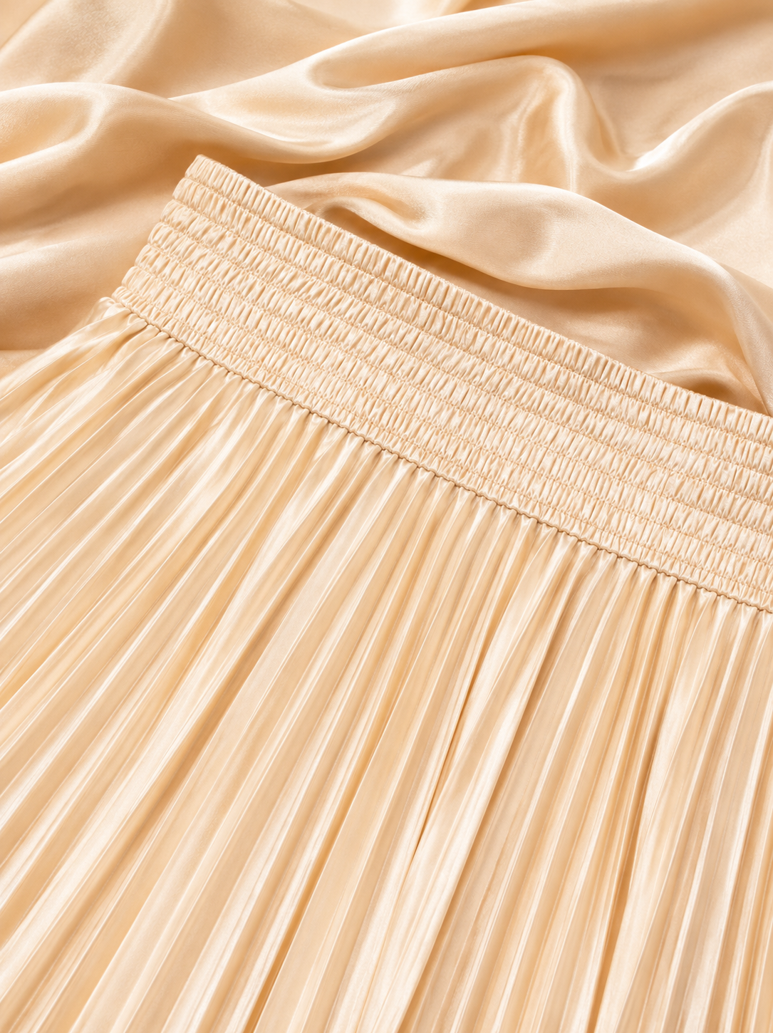 Skin Satin Silk Small Pleated Skirt