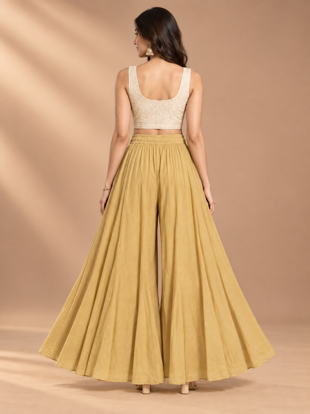 Skin Rayon Wide Leg Flared Palazzo