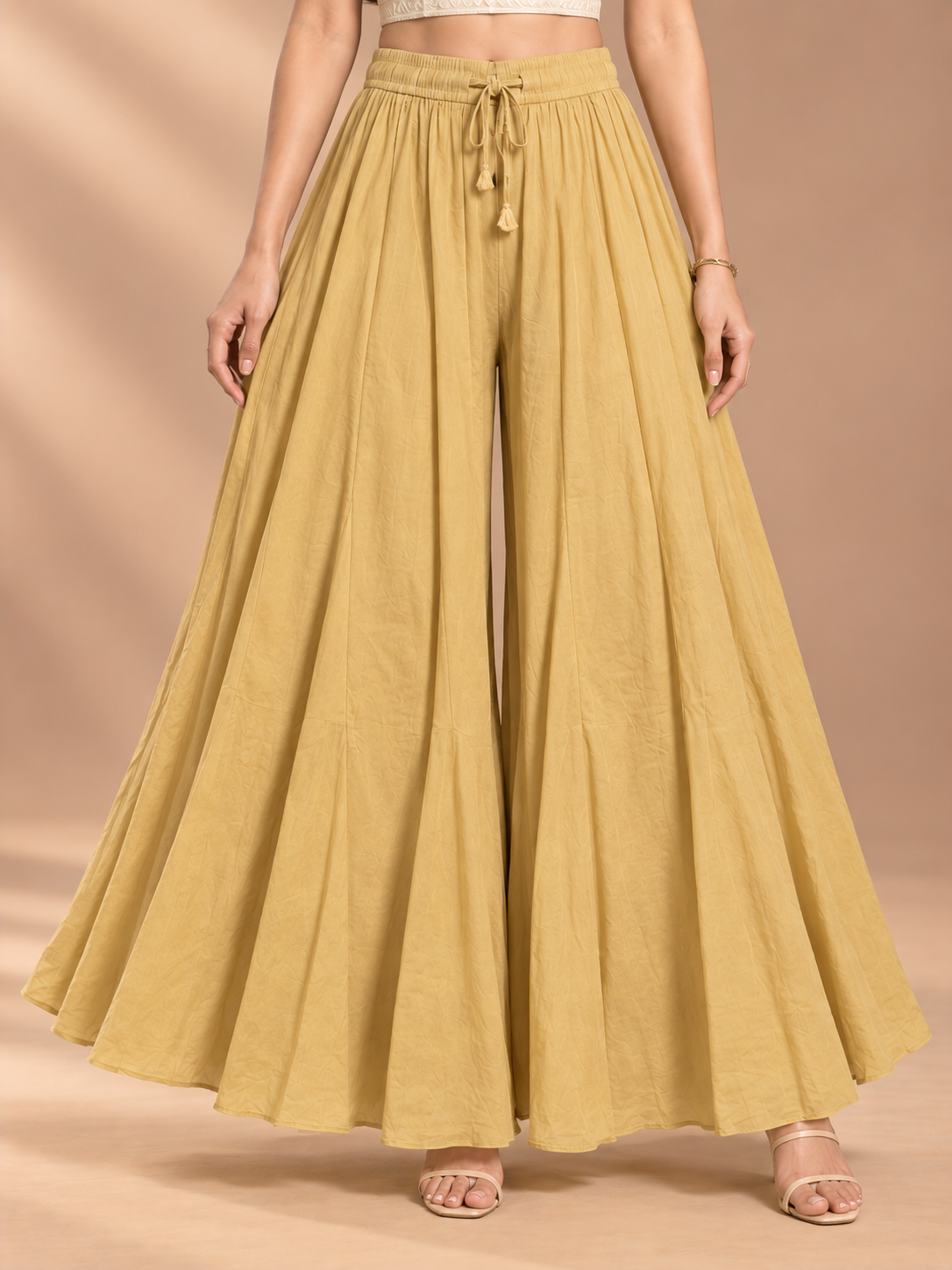 Skin Rayon Wide Leg Flared Palazzo