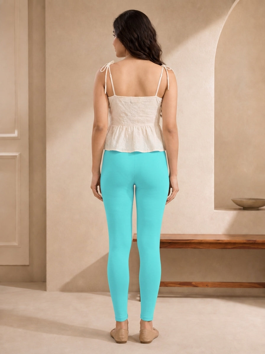 Sky Blue Ankle Length Leggings