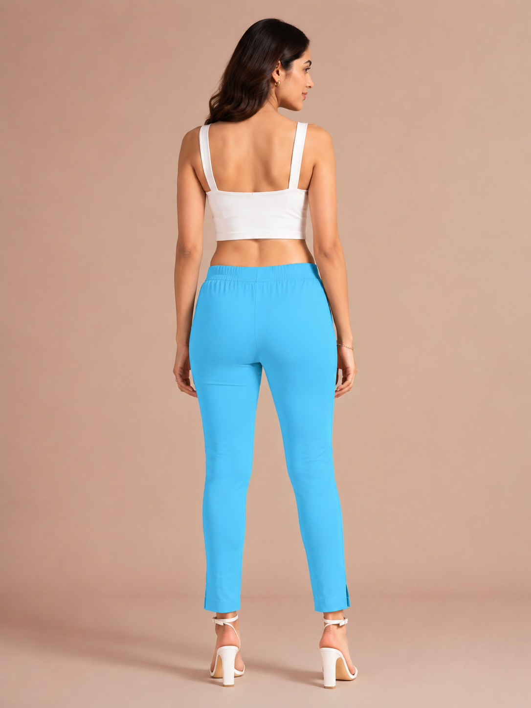 Sky Blue Lycra Stretch Pant